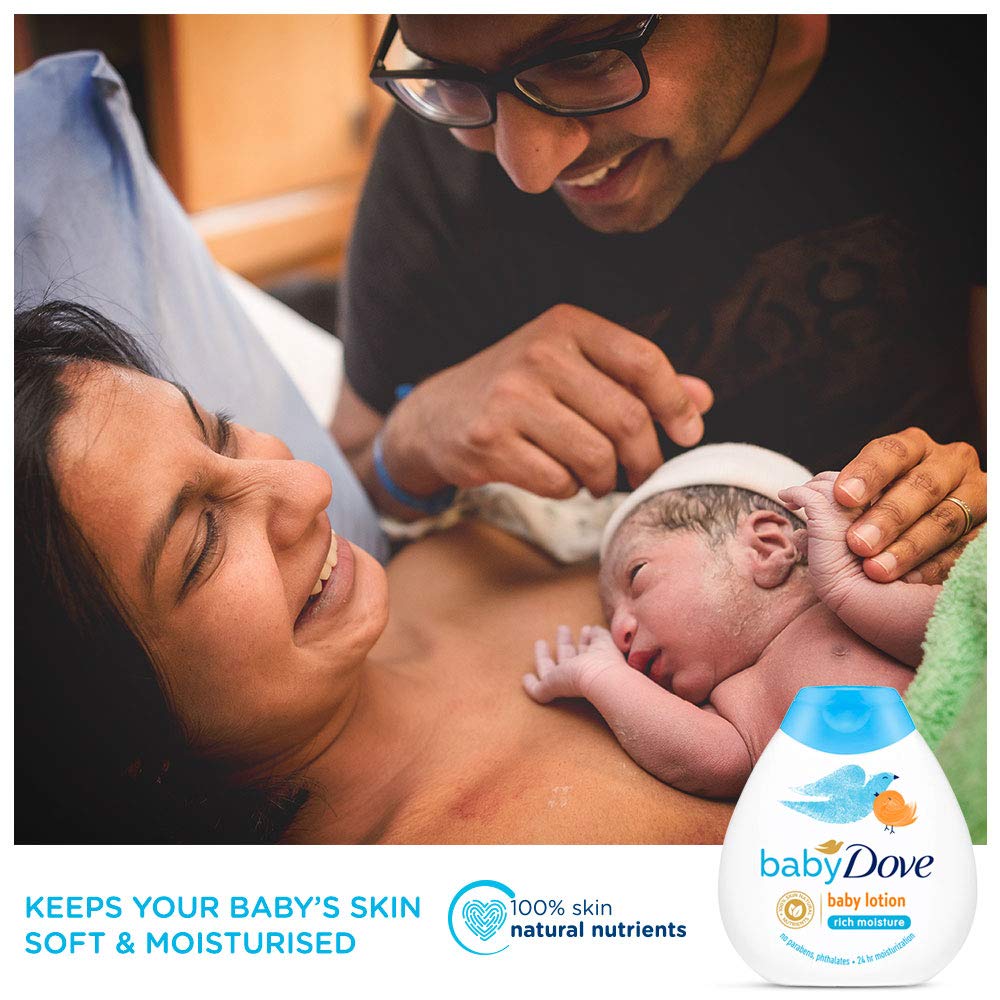 Baby Dove Rich Moisture Baby Lotion 200 ml, No Tears Baby Shampoo 200ml and Hair to Toe Baby Wash 200 ml, Hypoallergenic, No Sulphates, No Parabens