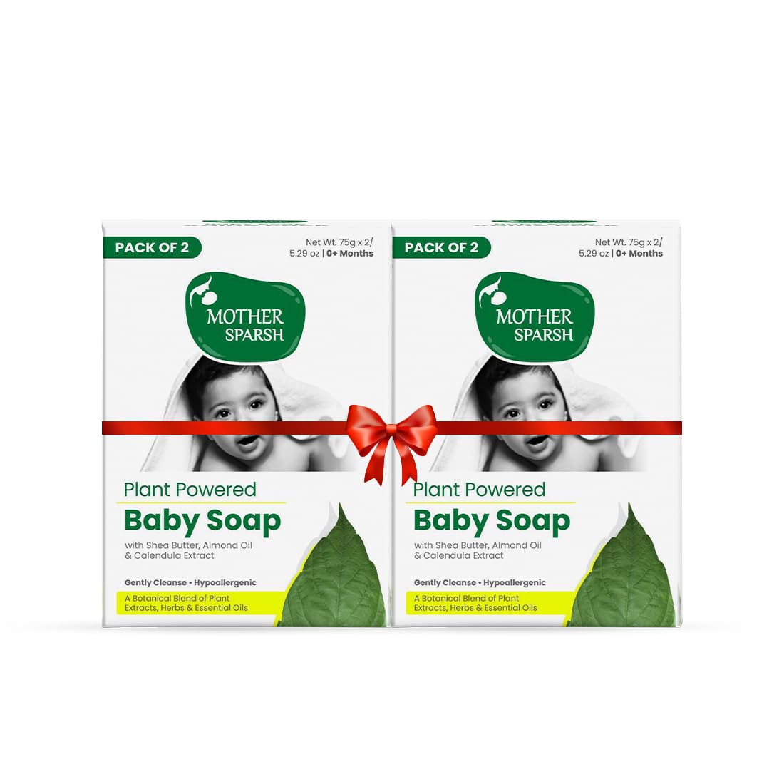 Mother Sparsh Plant Powered Natural Baby Soap - Pack of 4X75gms | Hypoallergenic & Tear-Free Soap for Babies, Newborns