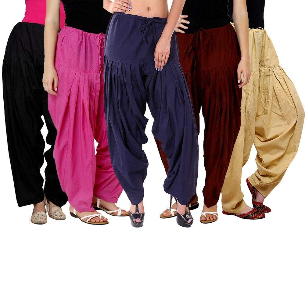Pistaa's  Women's  Regular Fit Patiala Bottom (Multicolor, Free Size, Pack of 5)