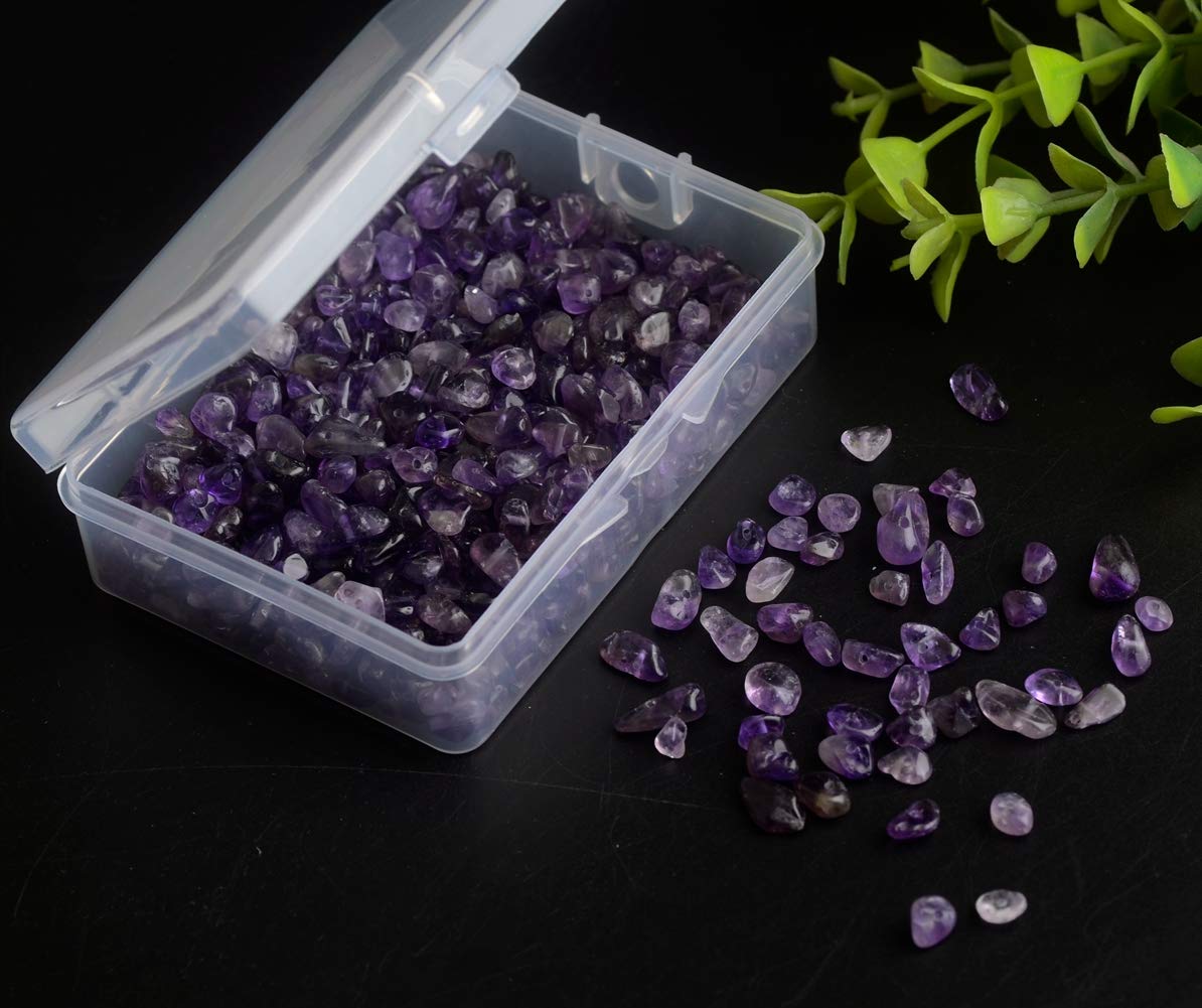 Natural Chip Stone Beads Amethyst 5-8mm About 400 Pieces Irregular Gemstones Healing Crystal Loose Rocks Bead Hole Drilled DIY for Bracelet Jewelry Making Crafting (5-8mm, Amethyst)