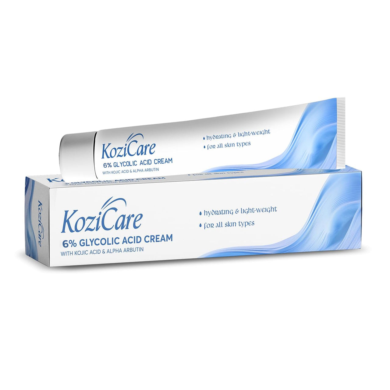 Kozicare Glycolic Acid Face Cream 6% | Anti Wrinkles & Anti-Ageing Brightening Cream | Reveal Radiant Skin | Glycolic Acid, Aloe Vera, & Vitamin E | Women's & Men's Face Cream - 15gm