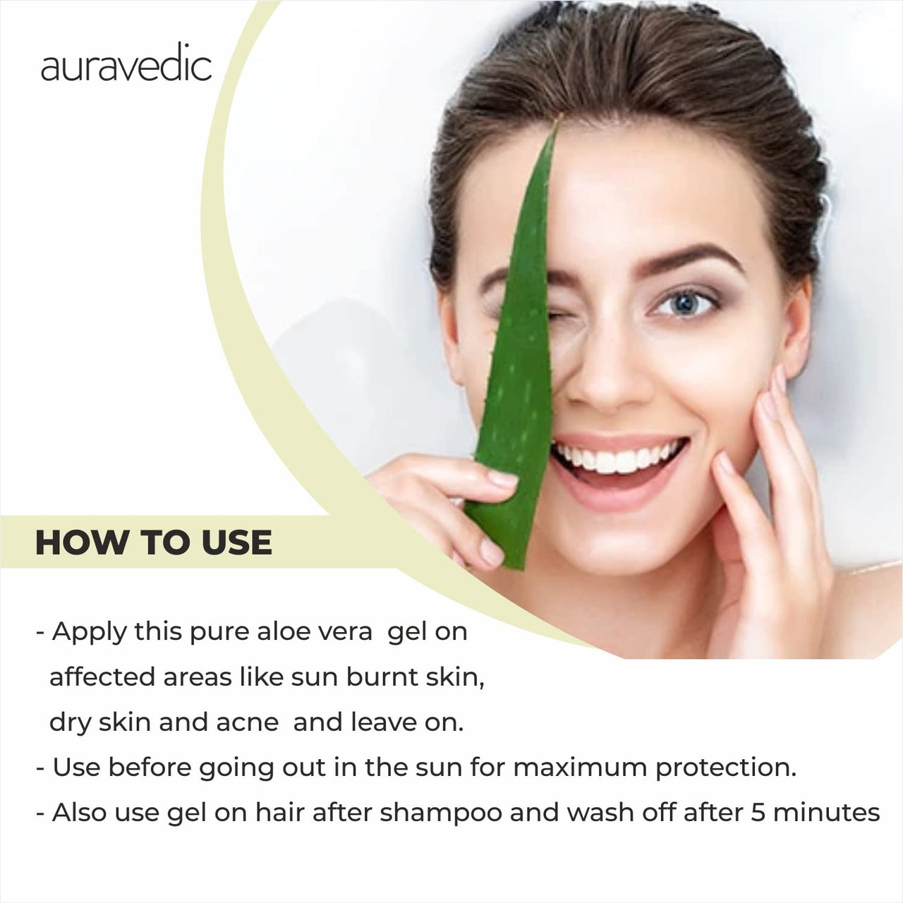 Auravedic Pure Aloe Vera Gel With Green Tea – Pack of 2 (200gm Each), Multi-Purpose Gel For Face, Hair, Under Eyes & Acne, Hydrating & Paraben-Free Formula For Glowing Skin