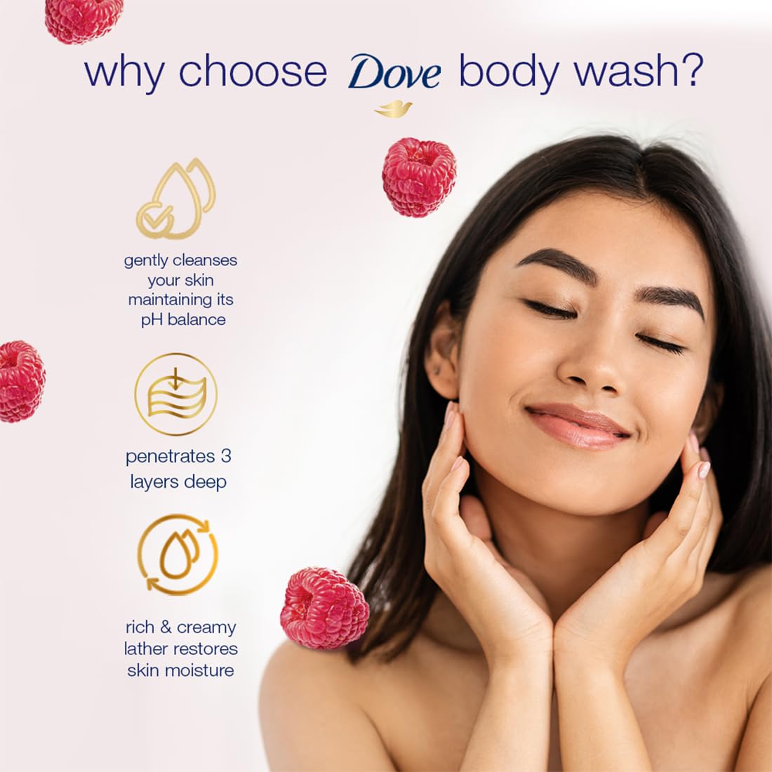 Dove Renewing Raspberry Body Wash with Lime for Renewed Skin, Refreshing Scent, 1L