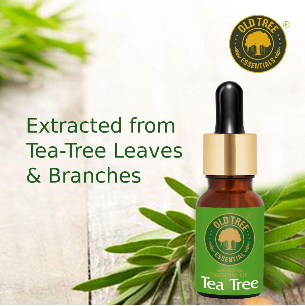 Old Tree Pure & Natural Tea Tree Essential Oil (15ml) - for Skin, Diffusers, Hair, Body, Acne, Nail care - Undiluted Essential Oil with Dropper for Aroma Therapy and Stress Relief