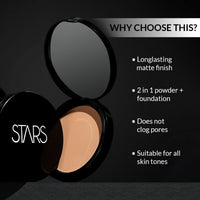 Star Cosmetics Photo Fix Matte Finish 2 In 1 Powder Foundation Personal & Professional Long Lasting Water Proof Highly Pigmented Full Coverage Face Make Up Foundation For All Skin Types (Almond) 9g