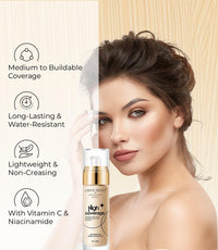 Lakyou Beauty High Coverage Foundation | Shade-01(White Ivory) | Lightweight Waterproof Base Makeup | Weightless Matte Effect | Long-Lasting Silky Smooth Finish | 60ml