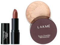 Lakmé Cushion Matte Lipstick & Rose Loose Face Powder Combo Pack of 2
