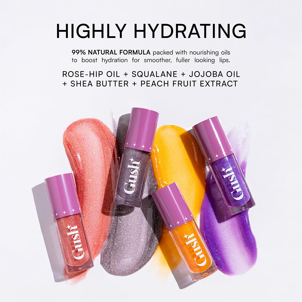 GUSH Pink Tint Colour Changing pH Lip Oil | Long Lasting Hydration & Nourishment | Enriched with Jojoba and Rosehip Oils | Weightless, Non-Sticky & Glossy Finish | (Golden Hour 5ml)