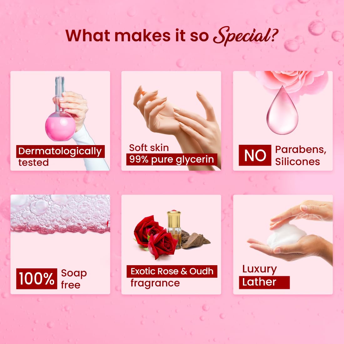 Dabur Gulabari Shower Gel-Himalayan Rose & Oudh - 250ml | Sensual Aroma | Luxurious body wash | Radiant Rose glow | No Parabens & Silicones | 99% Pure Glycerine | 100% soap free body wash