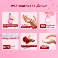 Dabur Gulabari Shower Gel-Himalayan Rose & Oudh - 250ml | Sensual Aroma | Luxurious body wash | Radiant Rose glow | No Parabens & Silicones | 99% Pure Glycerine | 100% soap free body wash