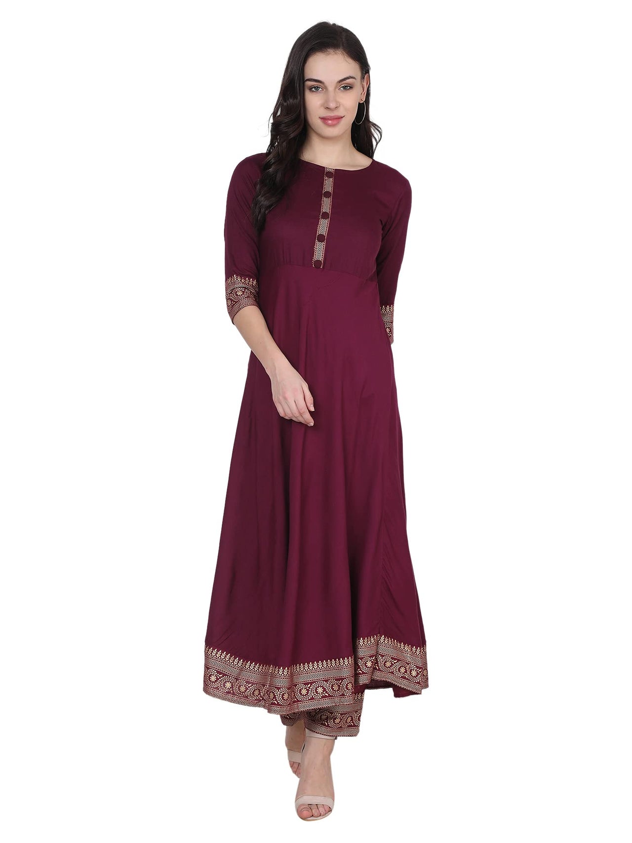 VASTRAMANIAA Women's  Rayon Kurta Palazzo Ethnic Set