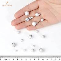 BEADNOVA Natural White Howlite Beads Natural Crystal Beads Stone Gemstone Round Loose Energy Healing Beads with Free Crystal Stretch Cord for Jewelry Making (8mm, 45-48pcs) 8mm 09) White Howlite Round Beads