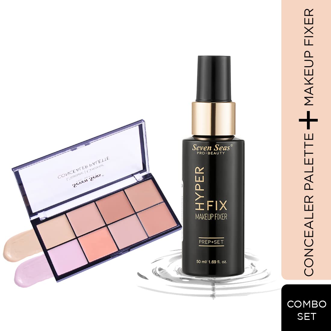 Seven Seas Light weight, Makeup Fixer, | Contour Concealer Palette with | Full Coverage | face makeup (Combo set) (Skin)