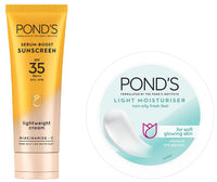 POND's  Serum Boost All, Dry Skin Types Sunscreen Prevent And Fade Dark Patches With The Power Of Spf 35 And Niacinamide-C Serum 50G & Light Face Moisturizer 200 Ml, Pack Of 1
