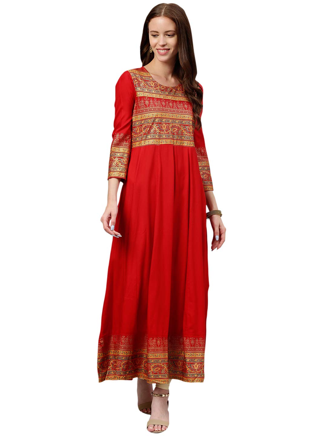 KIPEK Women's  Cotton Anarkali Kurta (KK068RD-3XL_Red_XXX-Large)