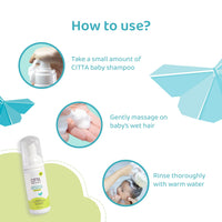 CITTA Gentle Foaming Baby Shampoo | Tear-Free & Dermatologist Approved | Prevents Cradle Cap | Natural Care with Coconut, Olive & Oats | Safe for Newborns & Kids (0-10 Years) | Now in 50ml