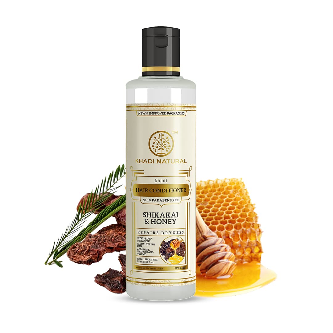 Khadi Natural Shikakai & Honey Herbal Hair Conditioner for Nourishing Dry Hair | Repairs Dry, Damaged & Dull Hair | SLS & Paraben Free | Suitable for All Hair Types | 210ml