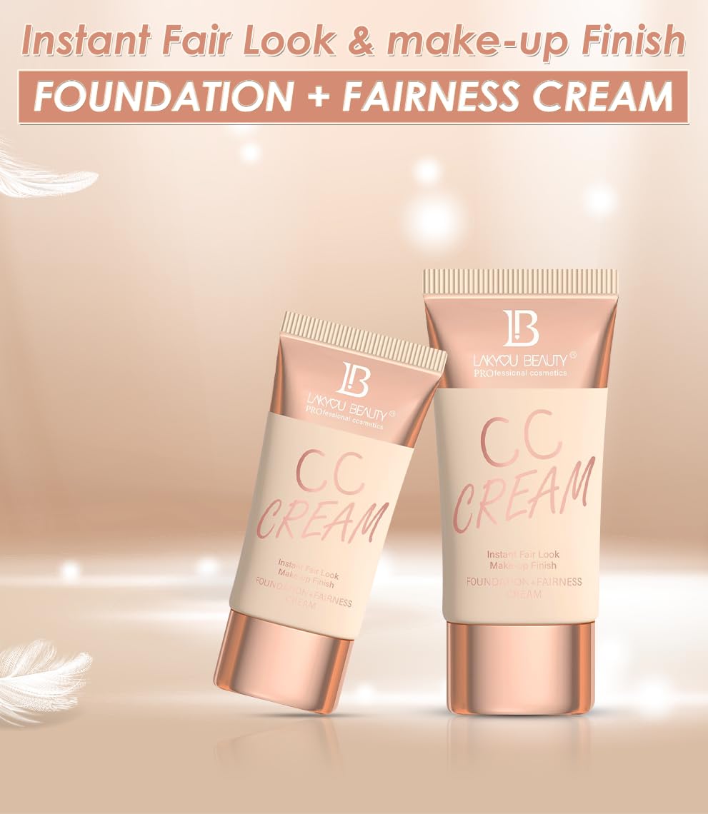 Lakyou Beauty CC Cream Instant Fair Look | Waterproof | Makeup Like Finish | Long Lasting | Shade-03(Natural Beige) | 120g | Pack Of 2