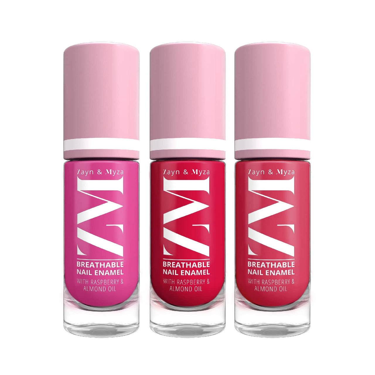 ZM Zayn & Myza Breathable Nail Enamel Glossy Finish & Water Permeable - (Pink Popsicle, Strawberry Jelly & Rose Macaroon), 6 Millilitres, 18 Ml