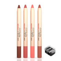 Shryoan Long Lasting Lip Crayon Matte Lipstick Set Of 4 | Non Transfer & Water Proof Lipstick | Full Coverage & Moisturizing Finish (3.8gm X 4) (SHADE D)