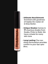 STARSTRUCK BY SUNNY LEONE Glossy Liquid Lip Color, Shimmer Orange | Highly Pigmented, Hi-Shine & Non-Sticky Formula | Lip Gloss For Girls, Women | Stardust
