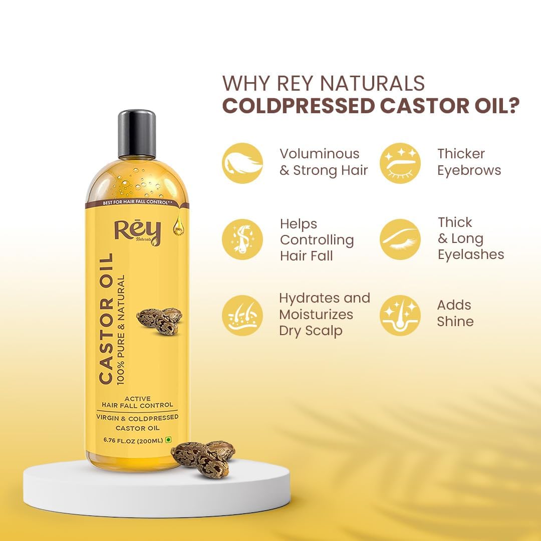 Rey Naturals Cold Pressed Castor Oil, 200ml