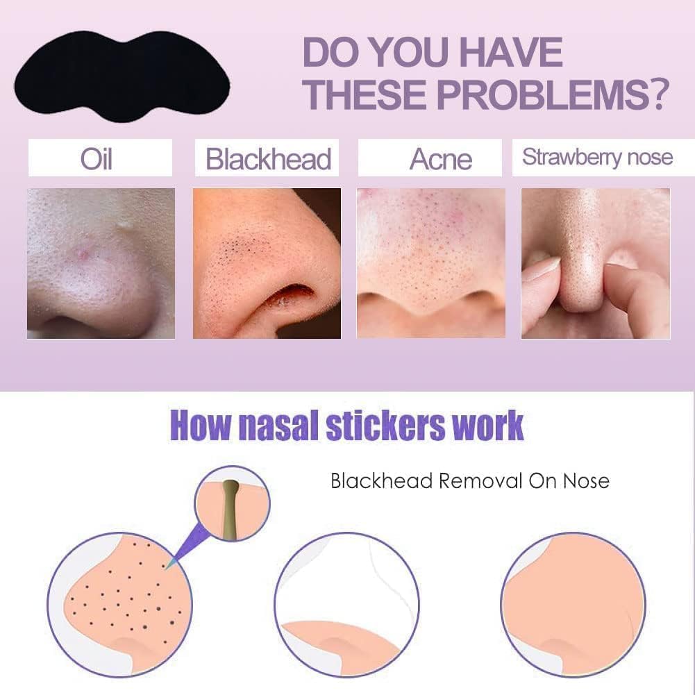 Luxenwell Deep Purifying Nose Strips for Women & Men | Enriched with Bamboo Charcoal | For Instant And Painless Blackheads And Whiteheads Removal (Pack of 10)