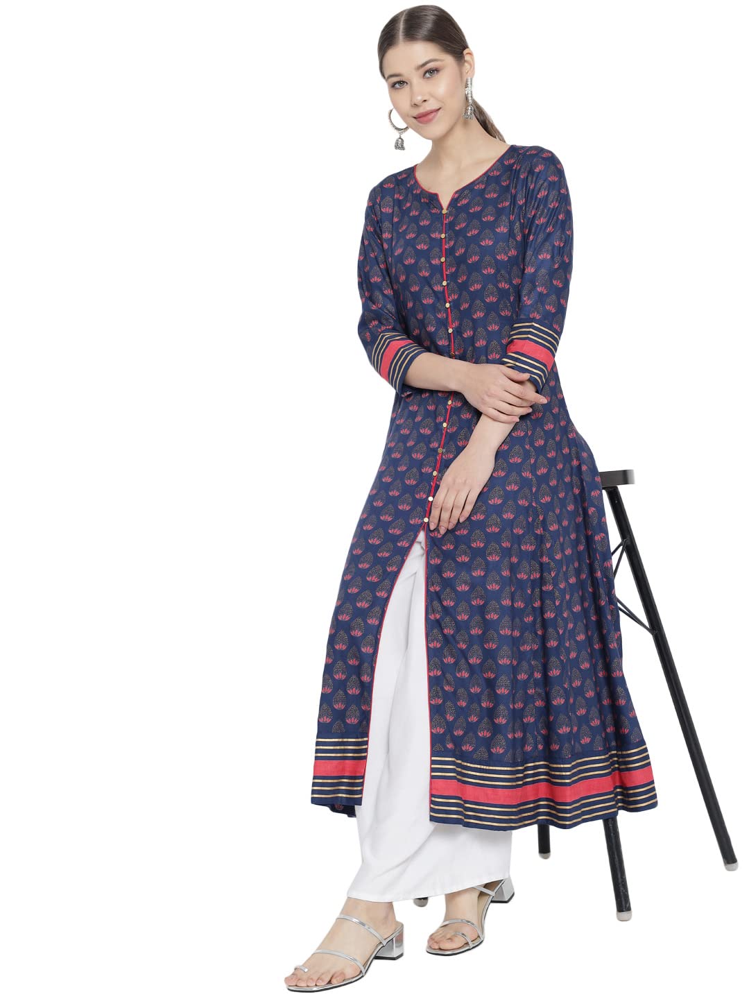 Yash Gallery Women's  Rayon Floral Printed Anarkali Kurta for Women