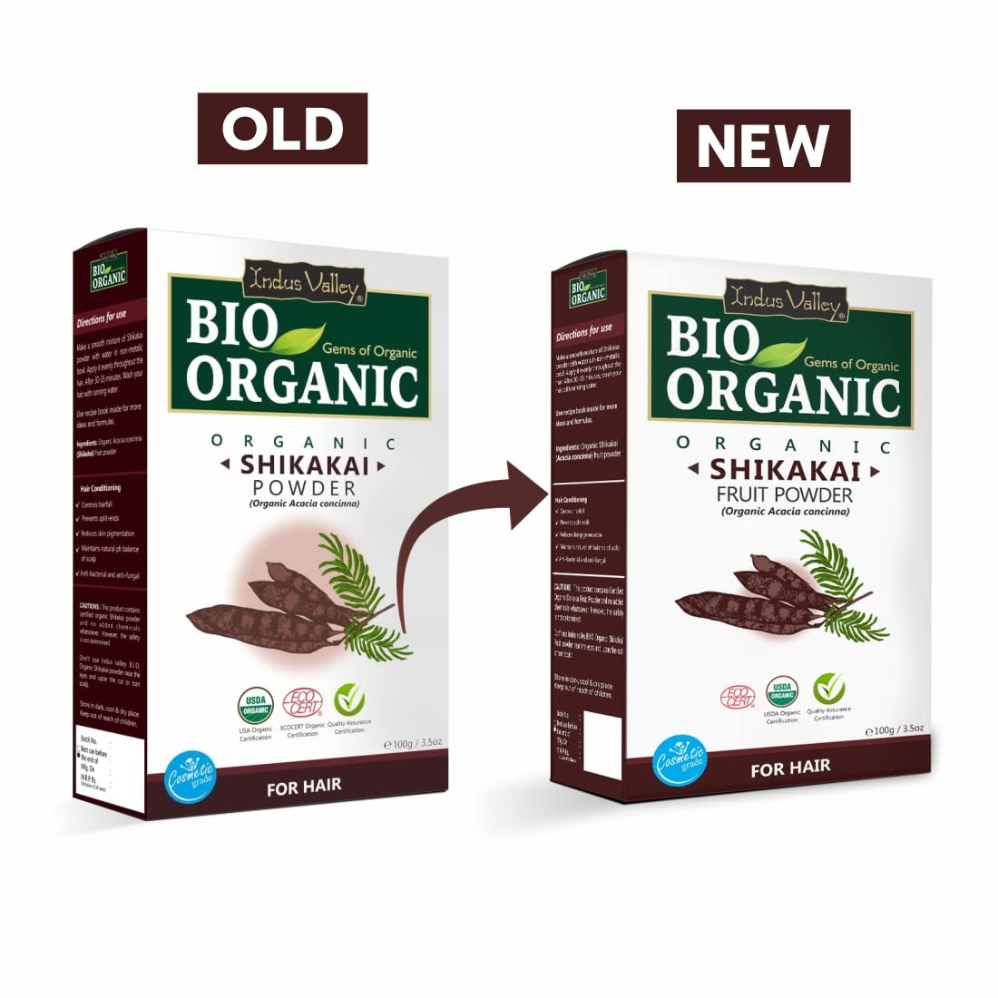 INDUS VALLEY Organic Shikakai Powder for Frizzy, Soft & Shiny Hair | Acacia Concinna For Hair Care | Strengthening, Nourish, Conditioner & Cleanser - (100G), 1 Count