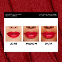 SOKU Censored Matte Long Lasting Lipstick for Women | Creamy Lipstick | Enriched with Jojoba Oil | Moisturising & Waterproof | Smooth Finish & Lightweight (Fiery Desire-13) - 4.2g