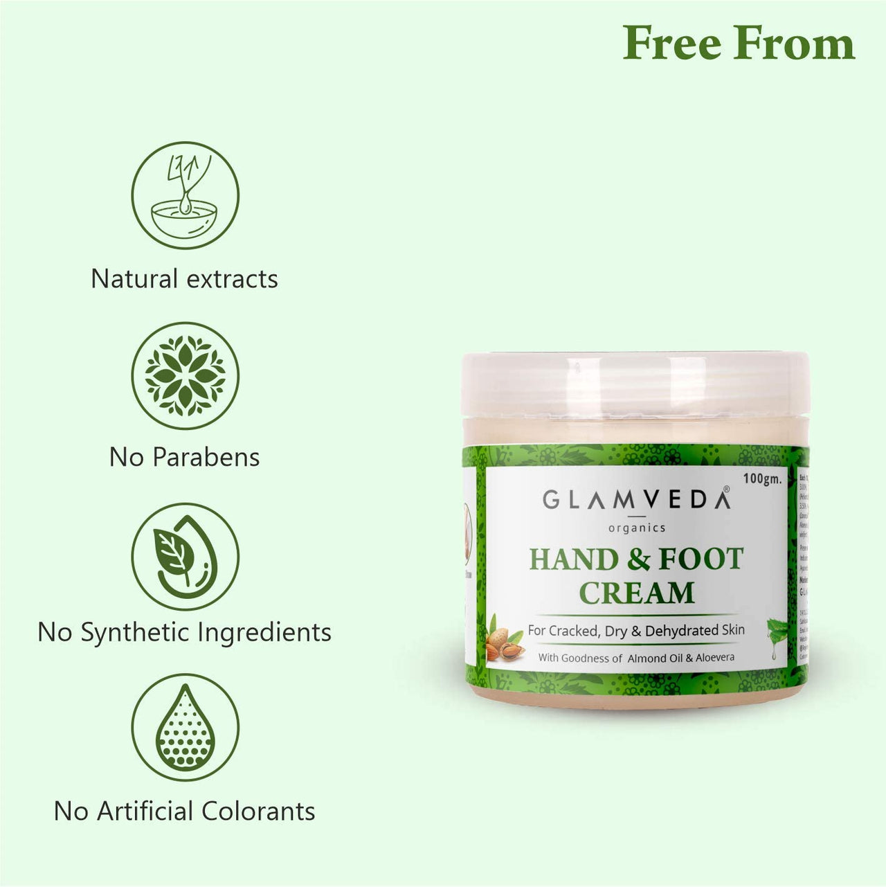 Glamveda Hand & foot crack cream 100 GM For Dry, Rough & Crack Heels & Elbow Ayurvedic Crack Cream, Paraben Free (2)