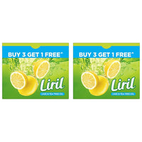 Liril Lime and Tea Tree Oil Bath Soaps: Refreshing Bathing Soaps with Freshness of Lemon - Paraben and Sulphate Free Soap Bar, 125 g (Buy 3 Get 1) (Pack of 2)