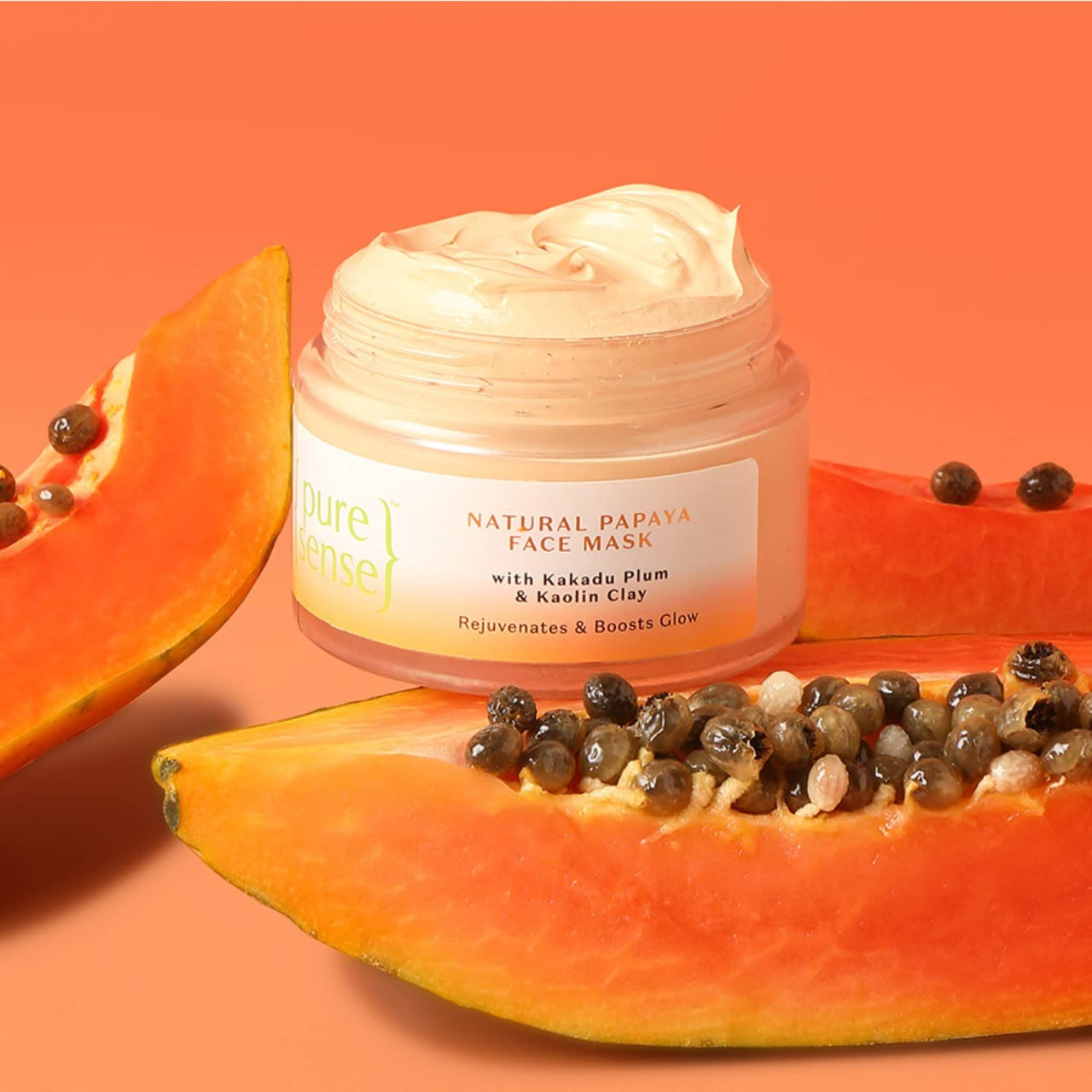 PureSense Natural Papaya Face Mask with Kaolin Clay & Kakadu Plum for Glowing Skin | Deep Pore Cleansing | For Men & Women | From the makers of Parachute Advansed | 65g
