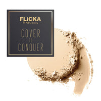 FLiCKA Cover To Conquer Compact Powder For Velvet Matte Finish, Long-Lasting, Smooth Finish| Absorbs Oil, Waterproof Formula, Prevents Creasing| 03 Caramel, 9g