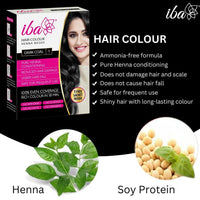 Iba Hair Colour for Women - Dark Coal, 70g | 100% Pure Henna Based Powder Sachet | Natural Hair Colour & Long Lasting with Conditioning Formula | Reduced Hair Fall & Hair Damage | Shine & Nourish Hair | Free from Ammonia and Other Harmful Chemicals | Herb