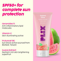 The Plant Fix Plix Spf 50+ Guava Glow Invisible Sunscreen For All Skin Type With Pa +++|For Uv A,Uv B&Blue Light Protection With Ceramides,Vitamin C&Hyaluronic Acid|No White Cast,Cruelty-Free|50 G