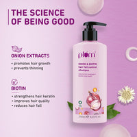 Plum Onion and Biotin Shampoo for Hairfall Control | Paraben Free | Enriched with Onion Extract, Biotin, D-Panthenol | Boosts Scalp Health | 250 ml