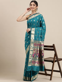 Pandadi Saree Women's  Paithani Silk Saree With Blouse Piece