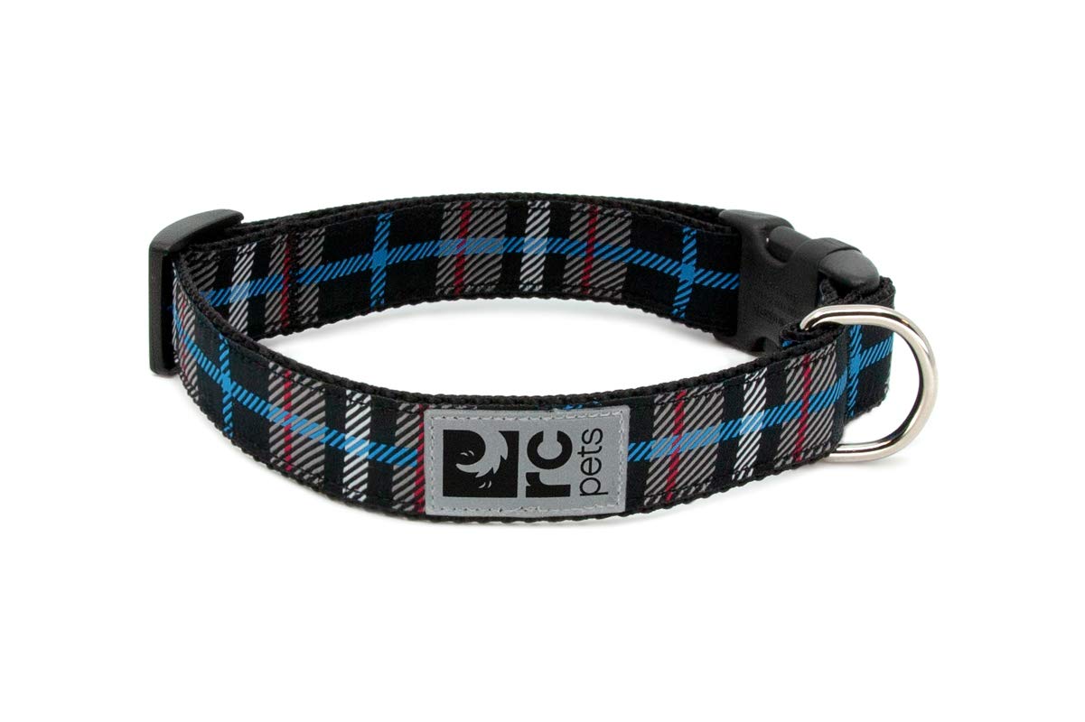RC Pets 5/8 Inch Adjustable Clip Dog Collar, X-Small, Black Twill Plaid X-Small - 0.6" Width