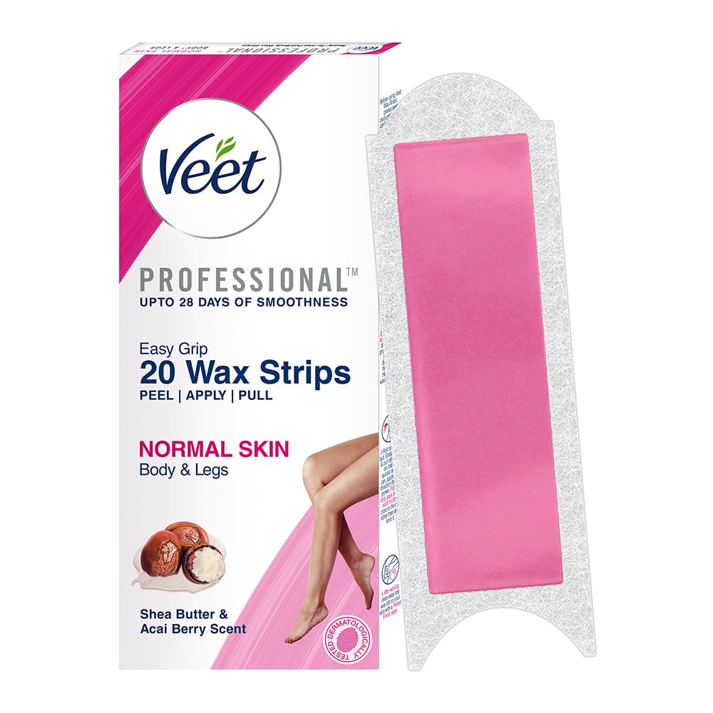 Veet Full Body Waxing Strips Kit for Normal Skin, 20 Strips