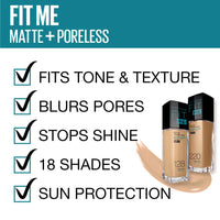 Maybelline New York Fit Me Matte+Poreless Liquid Foundation, 128 Warm Nude, 30ml with SPF & Primer Matte + Poreless with FREE Maybelline New York Master Foundation Oval Brush,34.9 g