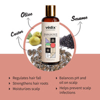 Vedix Customised Ayurvedic Hair Fall Oil | Vedix Shvedan Hair Fall Oil | For Dry Scalp | With Castor + Sesame + Olive | For Reducing Hair Fall | For Hair Growth | -100ml