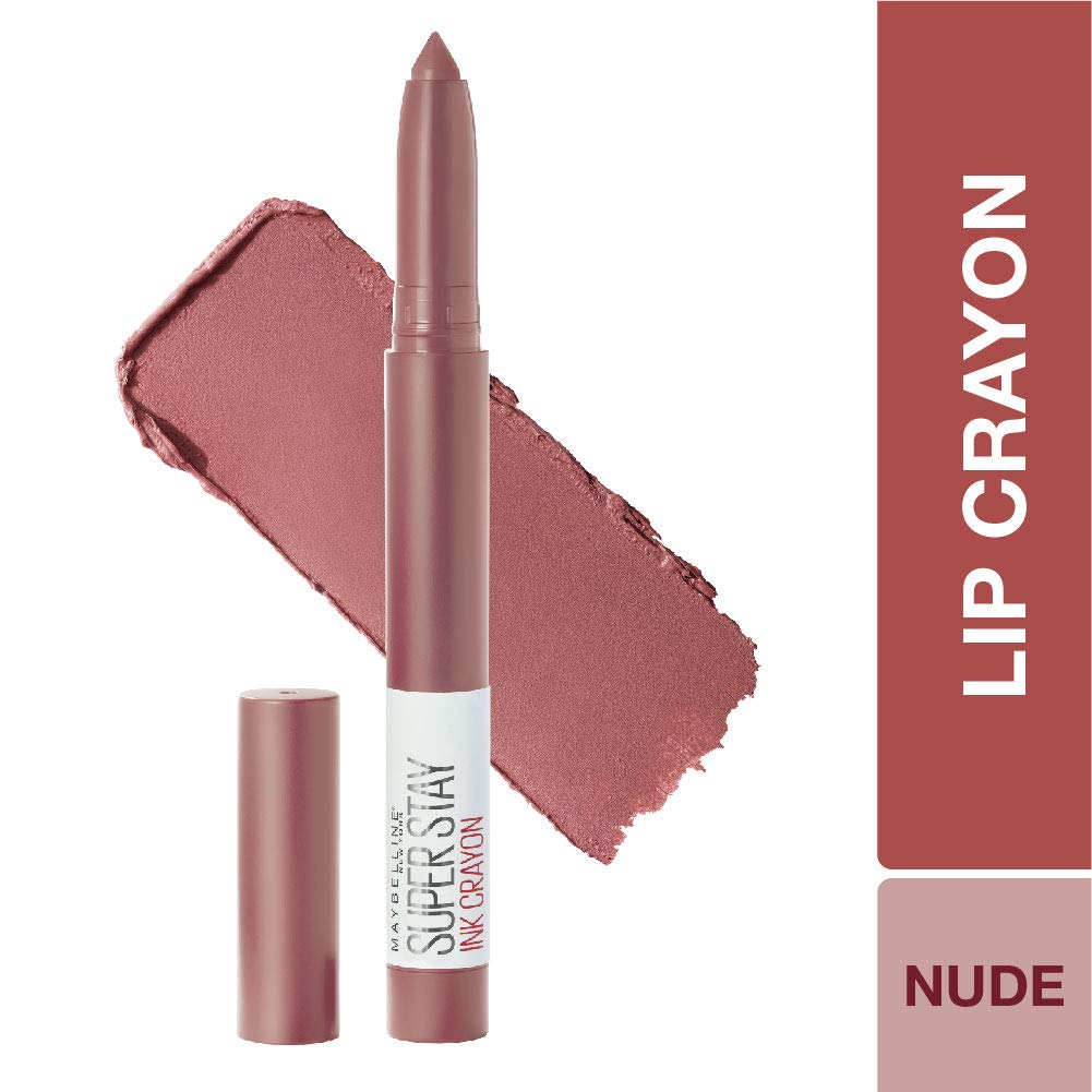 Maybelline New York Super Stay Crayon Matte Lipstick, 15 Lead The Way, 1.2G And New York Colossal Bold Eyeliner, Black, 3G