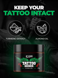 Beardo Tattoo Shiner Gel, 50g | Hydro Gel Heals & Maintains Tattoo Ink | Tattoo Gel for Men with Almond Oil & Turmeric Extract | Brightens & Shines Tatoo for Men