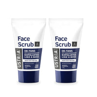 Ustraa Face Scrub -100g - Pack of 2 - De-Tan Scrub for Men | Exfoliation & Effective Tan Removal with Bigger Walnut Granules, No Sulphate, No Paraben | Made in India