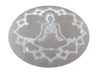 Amazing Gemstone Selenite Palm Stone - Buddha Engraved Hot Massage Worry Stone for Natural Body Chakra Balancing, Reiki Healing and Crystal Grid Selenite (Buddha Engraved)