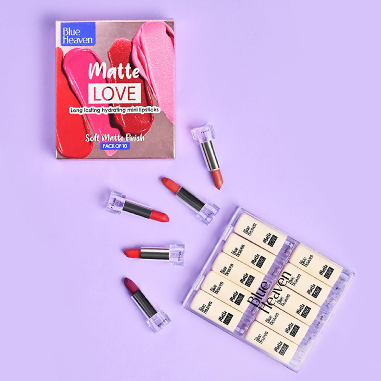 Blue Heaven Matte Love Mini Lipsticks, Jelly & Butter Moisturising Lip Balm Combo of 2