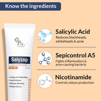 Fixderma Salyzap Day Time Gel For Acne, With Salicylic Acid, For Acne Scars, Pimples, Unclogs pores, Exfoliates, Soothes Acne And Redness Reduces Breakouts, Suitable for Oily And Acne-Prone Skin, 20ml