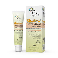 Fixderma Shadow Tinted Sunscreen Tan SPF 50 PA+++ | 1% Hyaluronic Acid & Vitamin E | Brightens & Nourishes the Skin | UVA & UVB Protection | Lightweight | No White Cast | For All Skin Types - 30gm