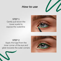 LoveChild Masaba Colored Kajal, Spicy Shimla (Green)- Intense Color, Smooth Glide, Waterproof, Smudge-Proof Eye Pencil with Almond Oil, 0.3 g